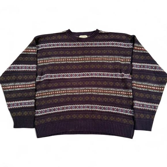 St. John’s Bay Cotton Acrylic Blend Grandpa Knit Y2K Retro Pattern Sweater Sz.XL - Picture 1 of 8